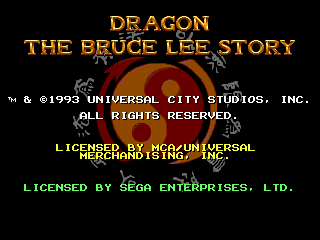 Dragon: The Bruce Lee Story title screen for Sega Genesis